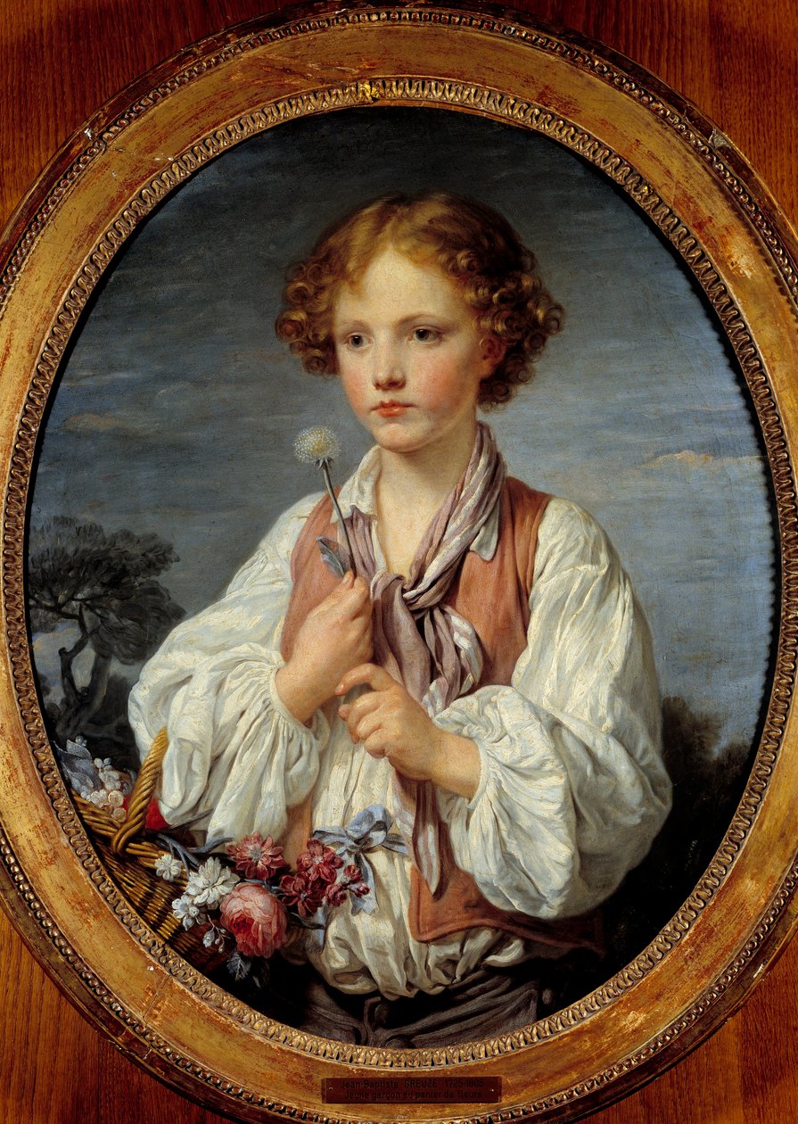 Çiçek sepetindeki genç çocuk, Jean Baptiste Greuze (1725-1805) 1761 by Jean Baptiste Greuze