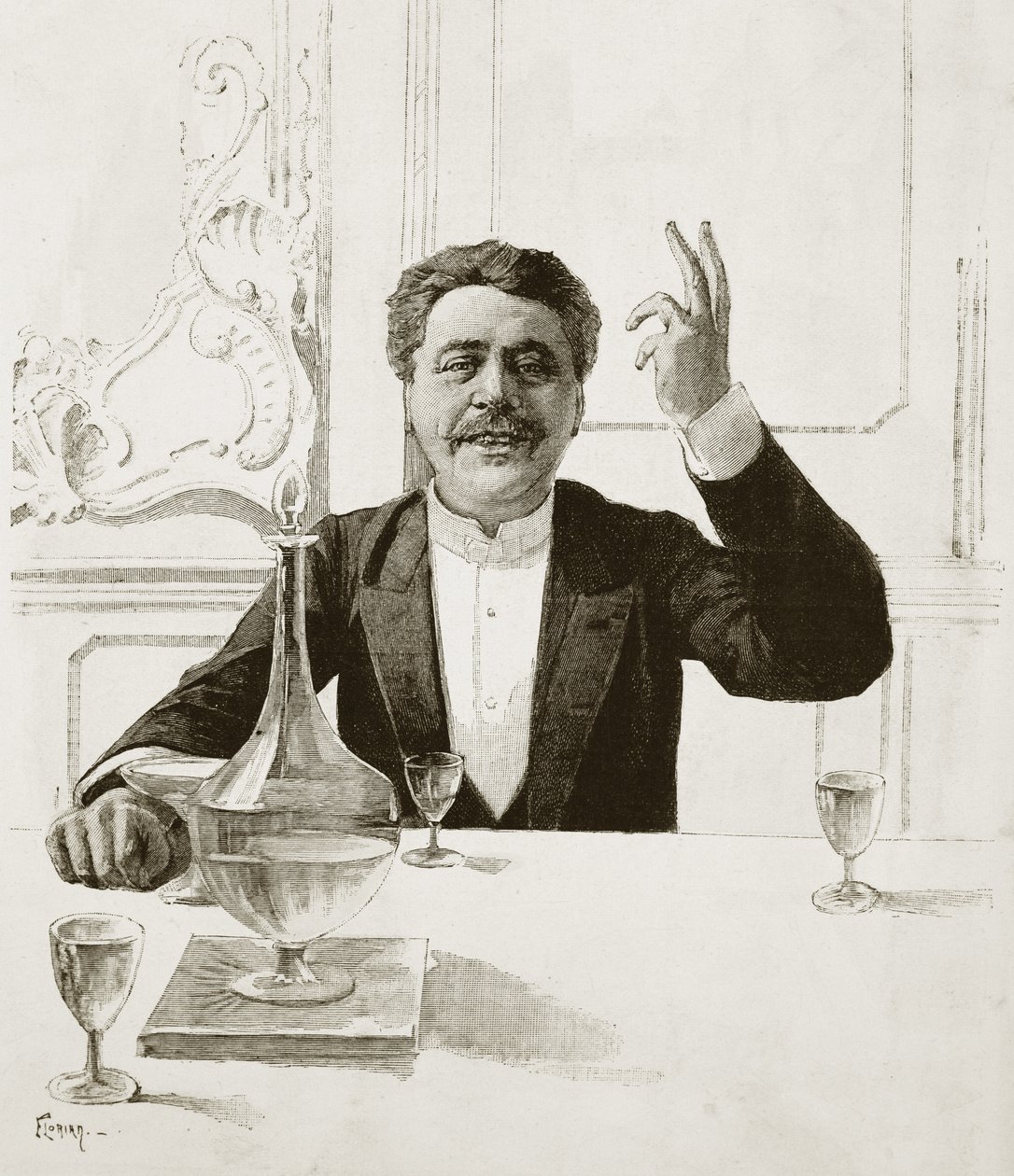 Henry Becque'nin portresi (1837-1899), Fransız oyun yazarı - Jean-Baptiste Guth'tan (1883-1921) sonra Florian tarafından mezar - Revue illustree'de yayınlandı, yaklaşık. 1890 by Jean Baptiste Guth