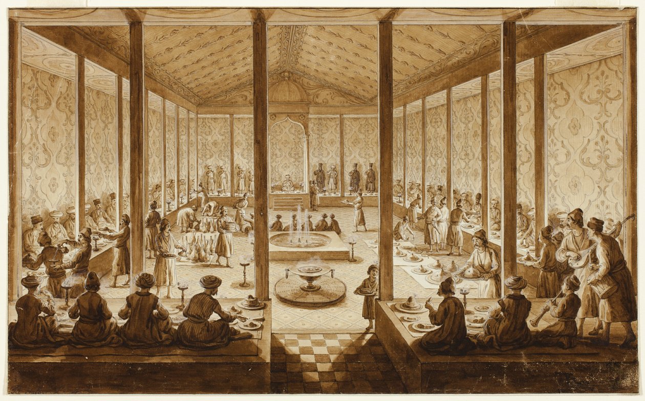 oryantal ziyafet sahnesi by Jean Baptiste Hilaire