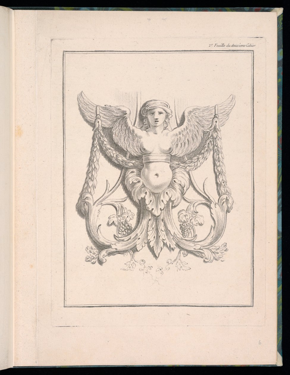 Sfenks için tasarım, pl. 2, Deuxieme Cahiers des arabesques dessinés par J. B. Huet ... [Kitap 2, Arabesk Portföyleri J.B. Vardır] by Jean Baptiste Huet