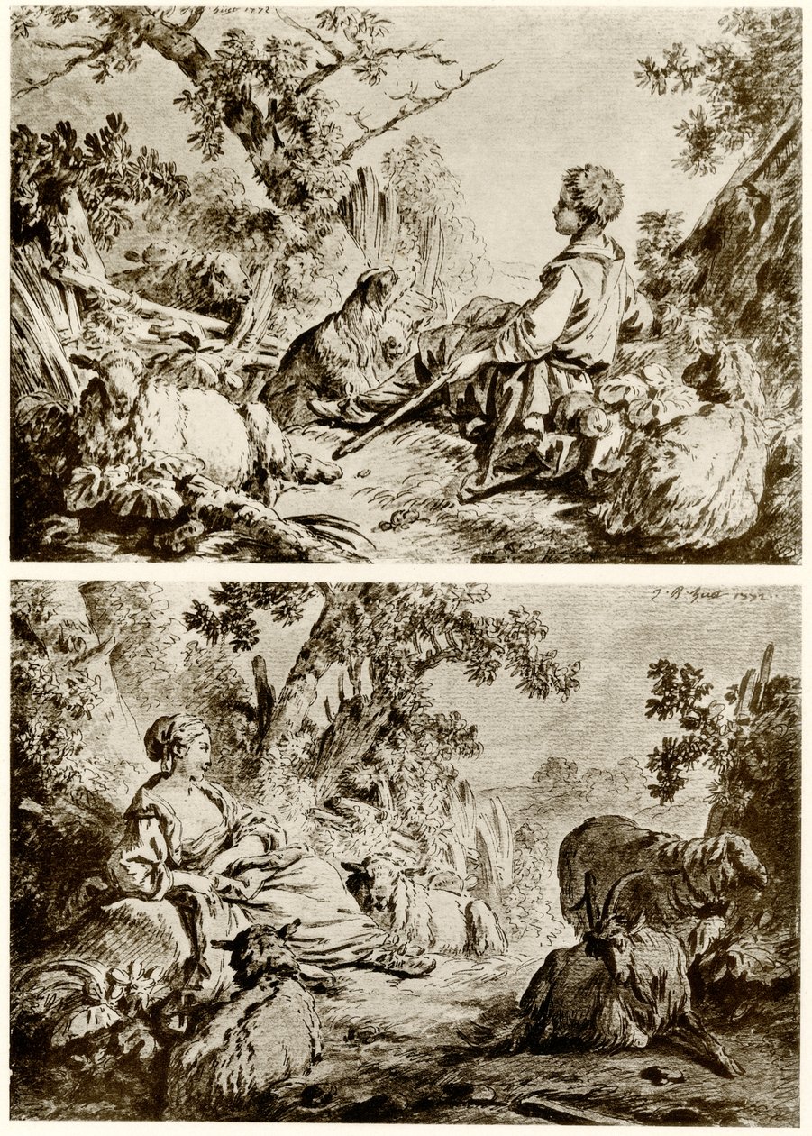 Çoban ve çoban by Jean Baptiste Huet