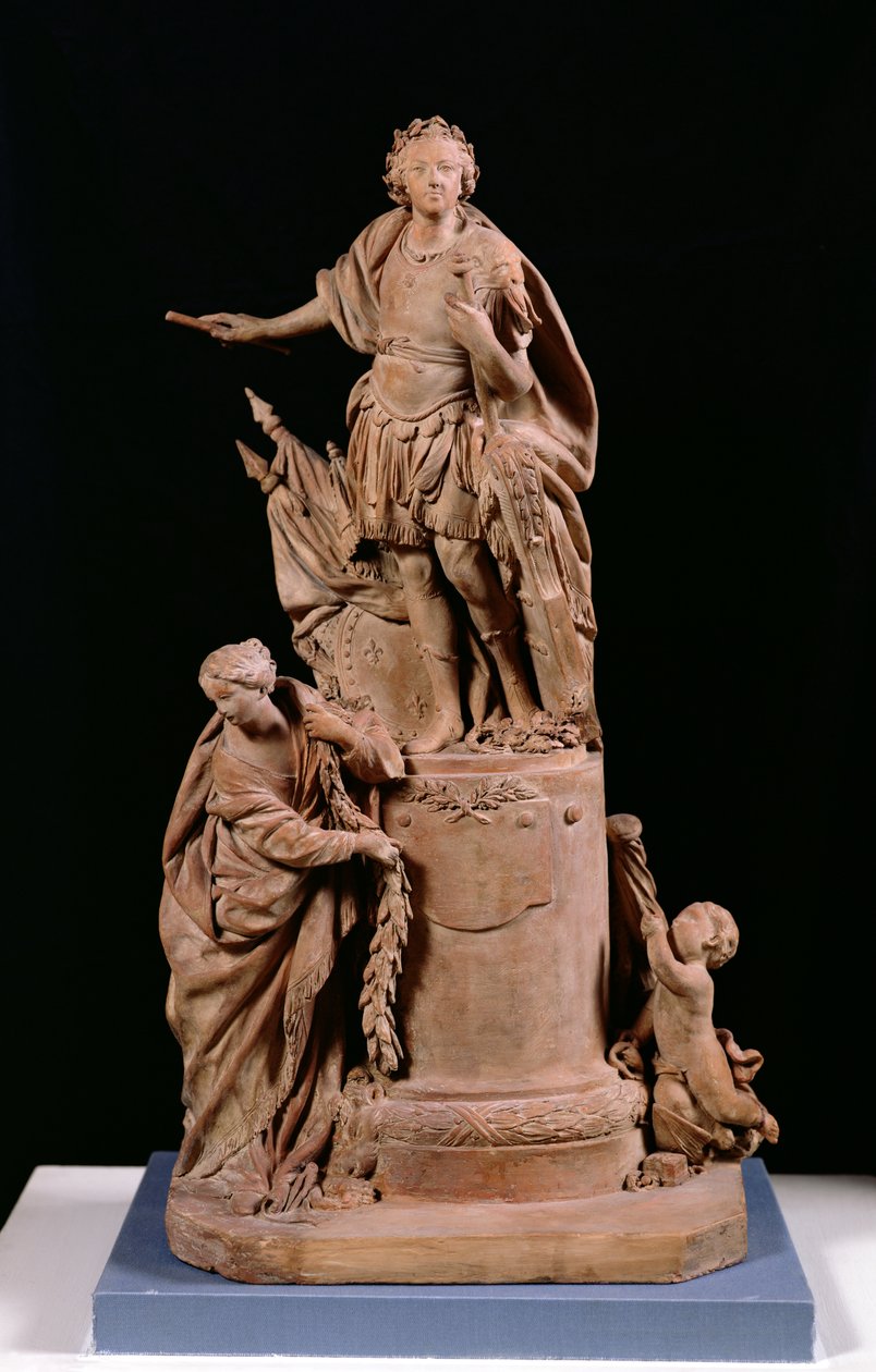 Louis XV (1710-74), bir Roma İmparatoru olarak, Rennes'deki Hotel de Ville için bir heykel projesi, c.1748 (pişmiş toprak) by Jean Baptiste II Lemoyne
