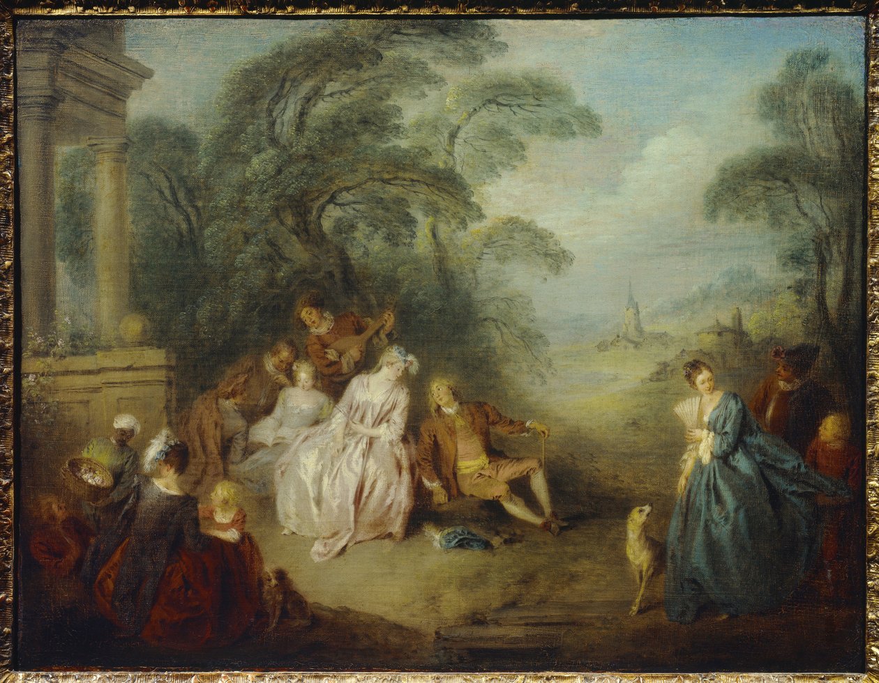 Bir parkta toplanmış Resim Jean Baptiste Pater (1695-1736) 18. yüzyıl by Jean Baptiste Joseph Pater