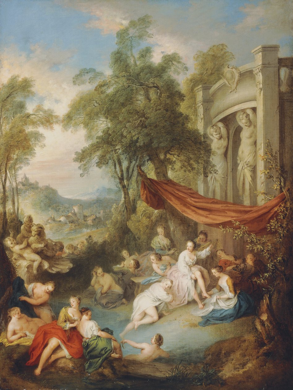 Sundurmanın Yanındaki Havuzda Yıkanan Periler, by Jean Baptiste Joseph Pater