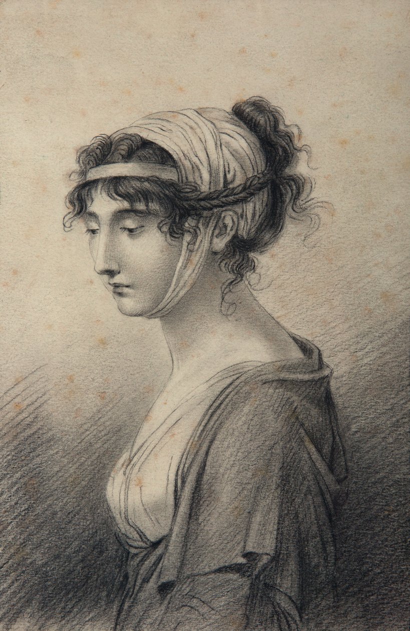 Pauline Bonaparte'ın portresi, Prenses Borghese (kağıt üzerinde siyah kurşun) by Jean Baptiste Joseph Wicar
