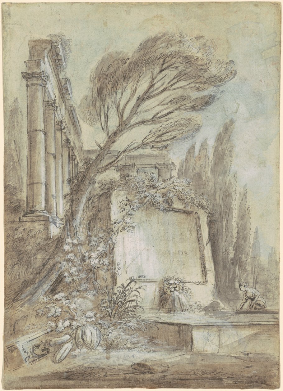 Yazıt Plakalı Roma Harabelerinin Mimari Fantazisi by Jean Baptiste Lallemand