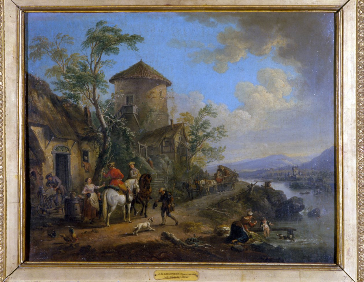 Kır sahnesi: “Üzengi darbesi” - J.B Lallemand (1716 - 1803) tarafından yapılan resim, 17. yüzyılın sonları, Dijon Güzel Sanatlar Müzesi. by Jean Baptiste Lallemand