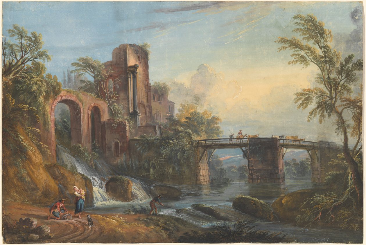 Klasik Harabelerle Şafak Manzarası by Jean Baptiste Lallemand