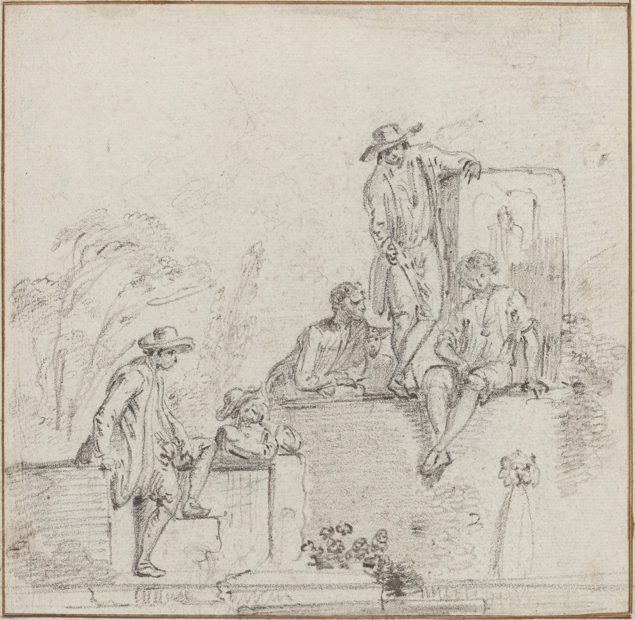 Çeşme Çevresine Oturan Figürler by Jean Baptiste Lallemand