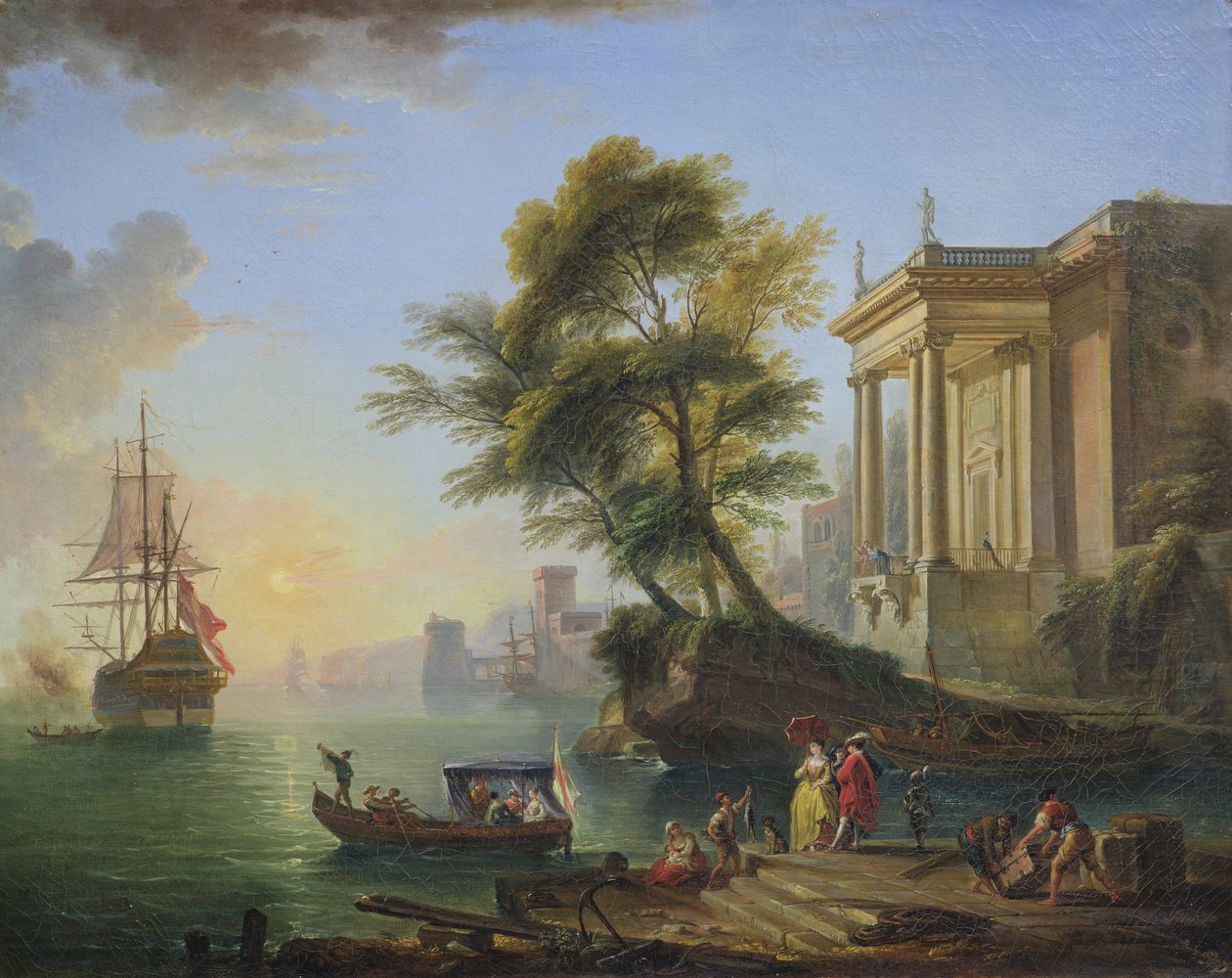 Marina, gün batımı by Jean Baptiste Lallemand