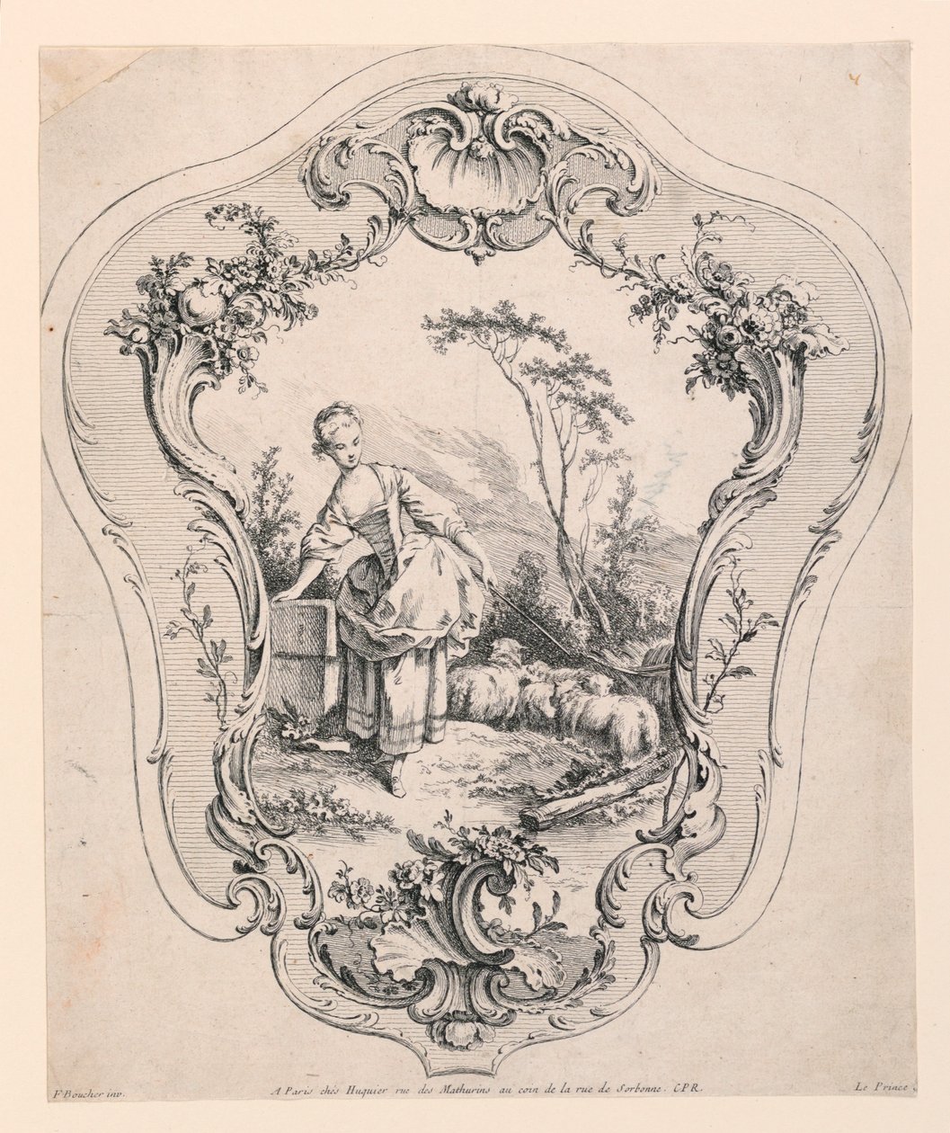 Bir Çoban Sahnesi ile Rocaille Paneli by Jean Baptiste Le Prince
