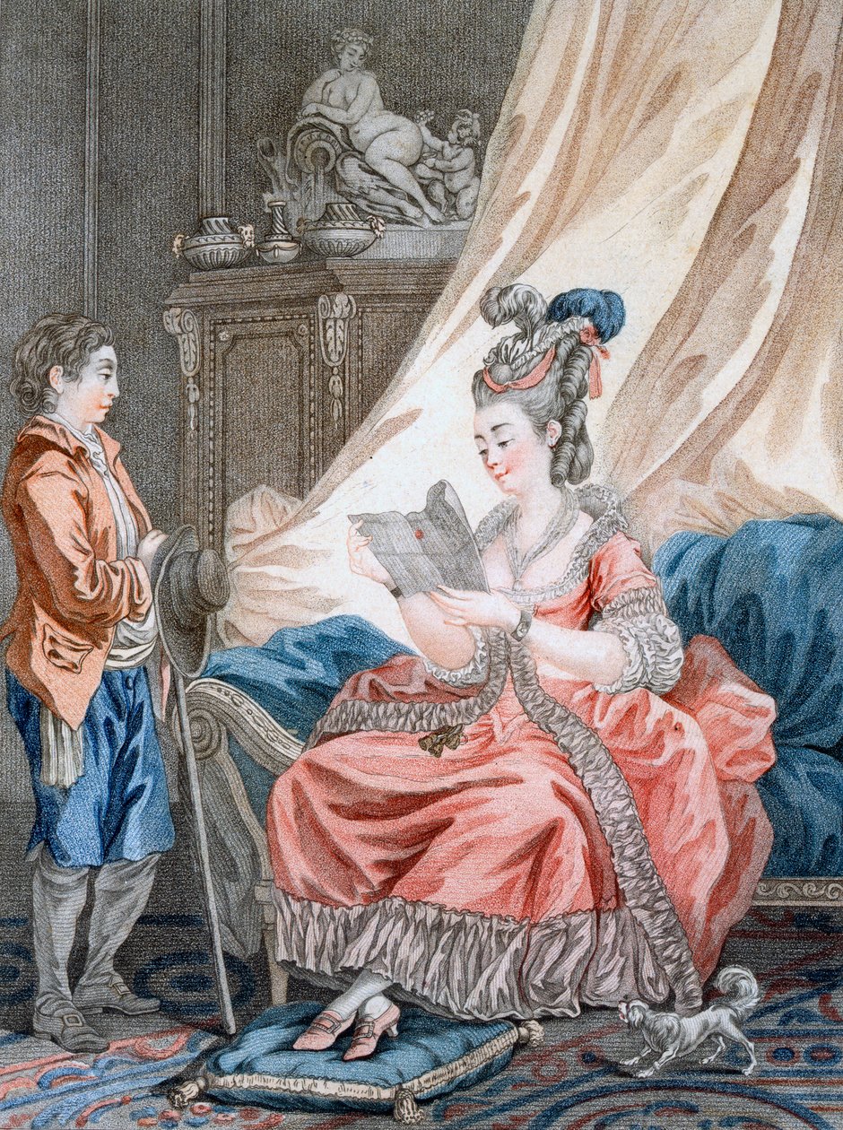Hoş Geldiniz Haberleri, gravür L. Marin, pub. Vivares, Londra, c.1770-80 tarafından by Jean Baptiste Le Prince