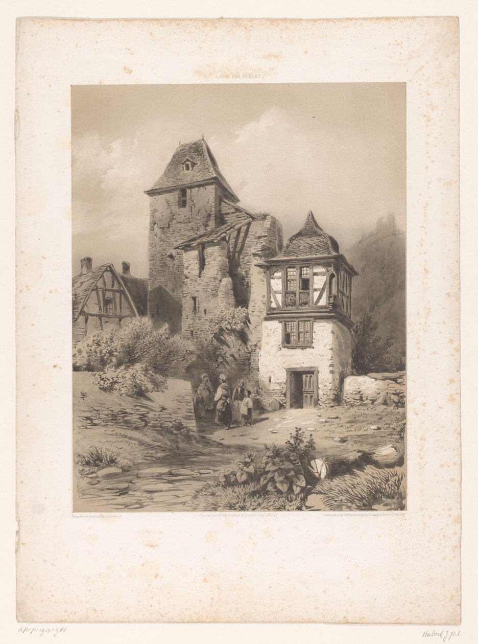 Rakamlar grubu ile dağ köyü Taş üzerine yıkanmış mürekkeple çizimler (seri başlığı) Hubert tarafından Lavis (nesne üzerinde seri başlığı) by Jean Baptiste Louis Hubert