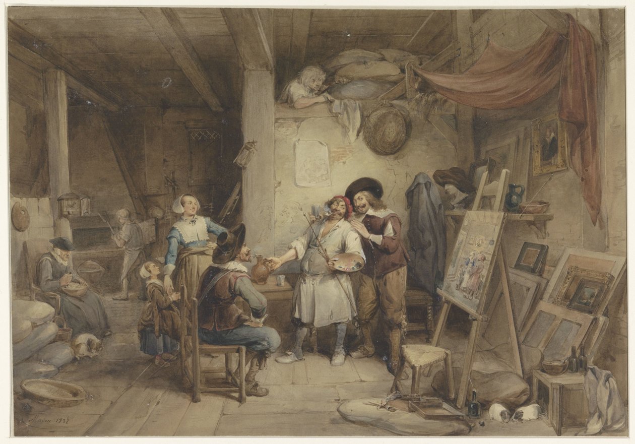 Adriaen Brouwer, öğrencisi J. van Craesbeek ile by Jean Baptiste Madou