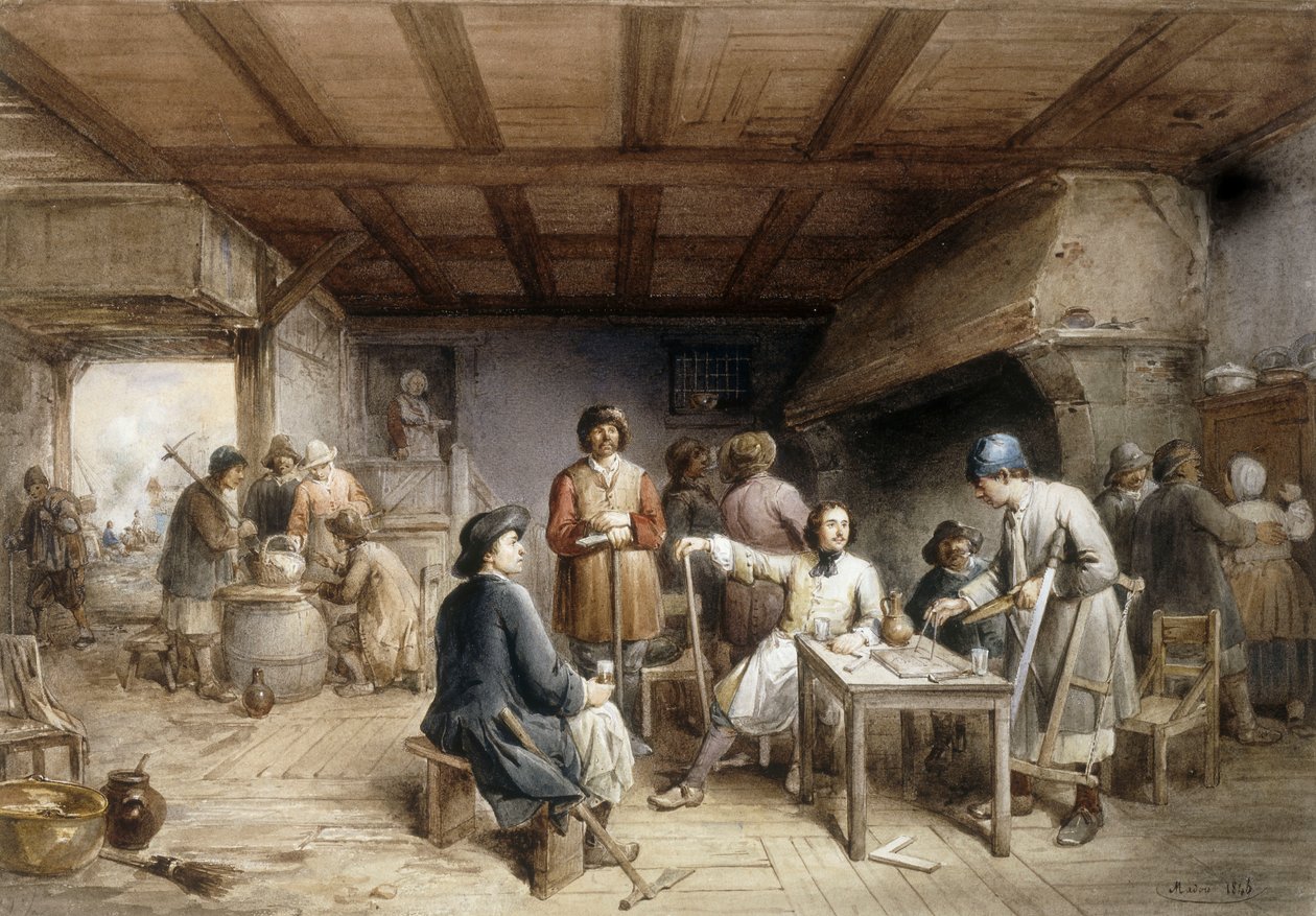 Dinlenen gemi yapımcıları, 1846 by Jean Baptiste Madou