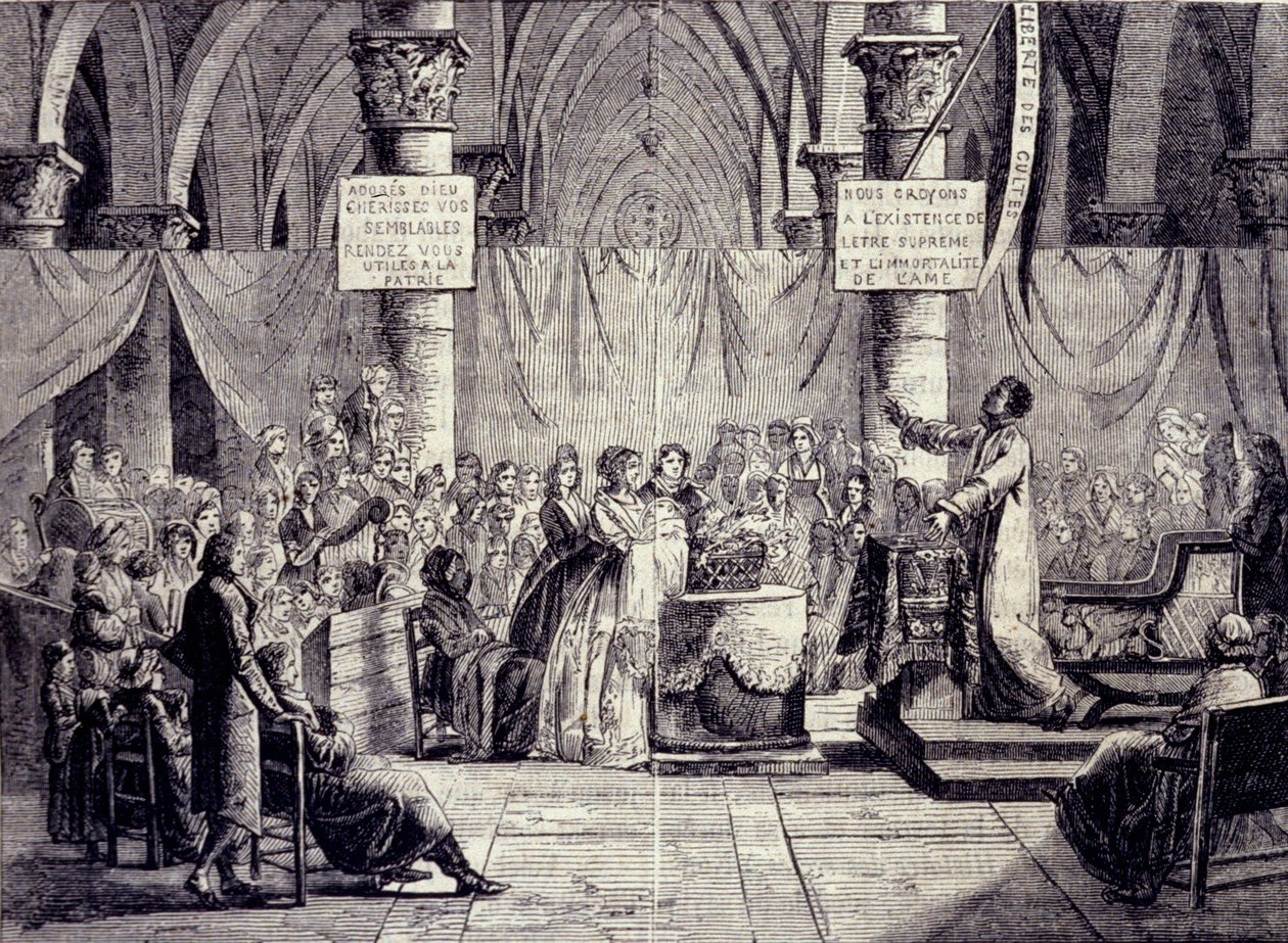 1796 ve 1800 yılları arasında Teofilantropi mezhebi üyelerinin vaftiz edilmesi. by Jean Baptiste Mallet
