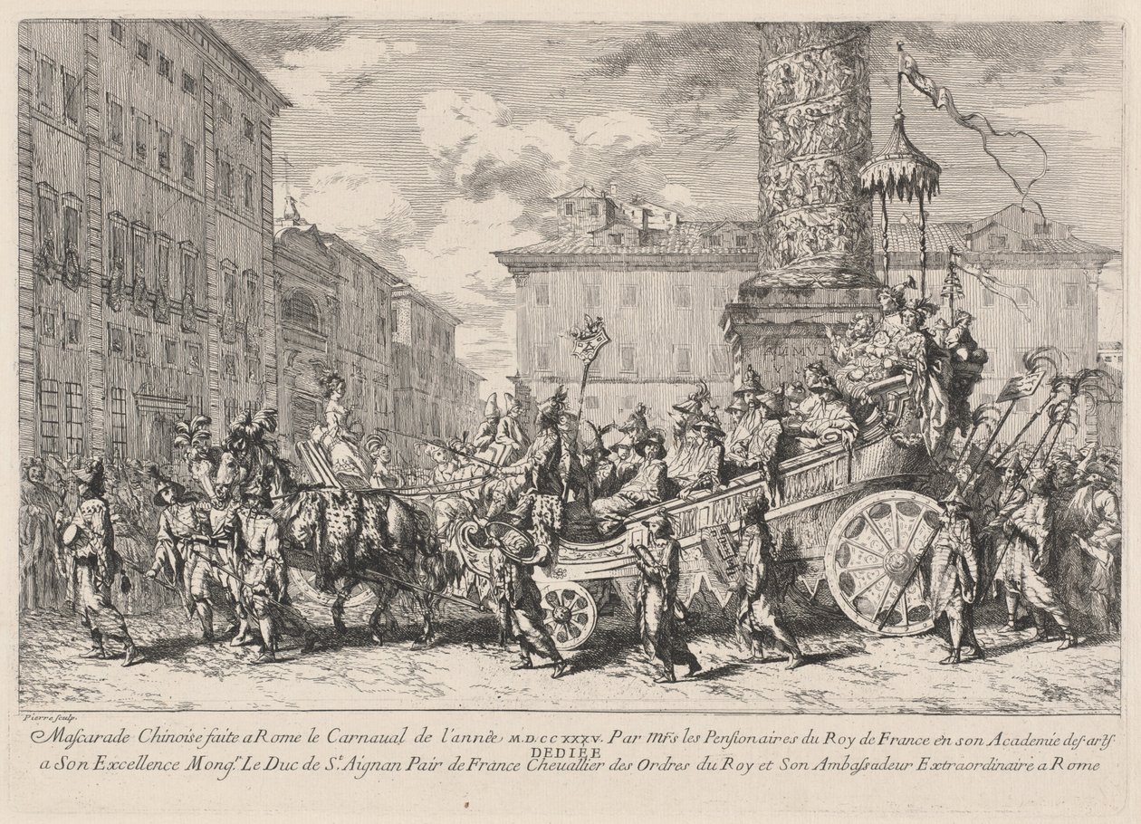 Roma'da yapılan Çin Maskeli Balosu (Çin Maskeli Balosu) by Jean Baptiste Marie Pierre