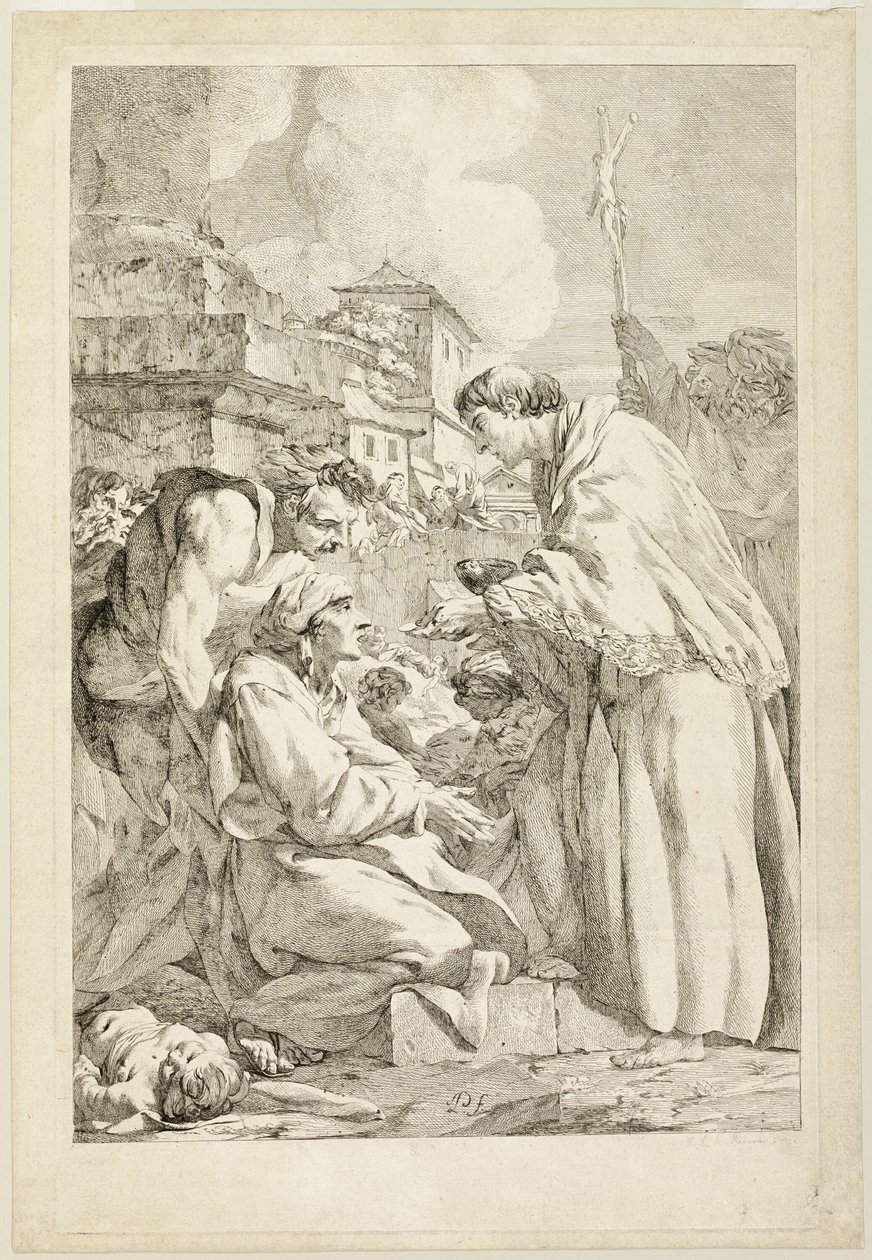 Saint Charles Borromeo Vebadan Yaralananları Kutsadı by Jean Baptiste Marie Pierre