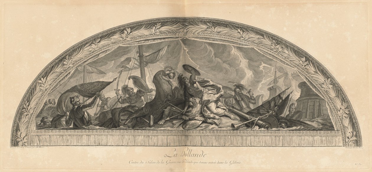 Hollanda, Galeriye Açılan Oyun Salonundaki Savaş Salonunun Merkezi (Hollanda, Savaş Salonunun Merkezi, Galeriye Açılan Oyun Salonundaki Savaş Salonunun Merkezi) [pl. 39] by Jean Baptiste Masse