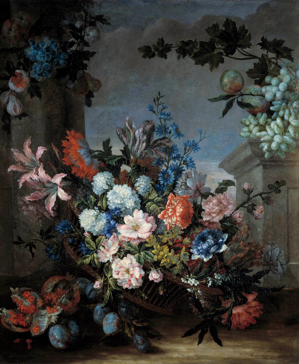Çiçekler ve Meyveler Tablosu Jean Baptiste (Jean-Baptiste) Monnoyer (1634-1699) 17. yüzyıl Orleans musee des Beaux Arts by Jean Baptiste Monnoyer