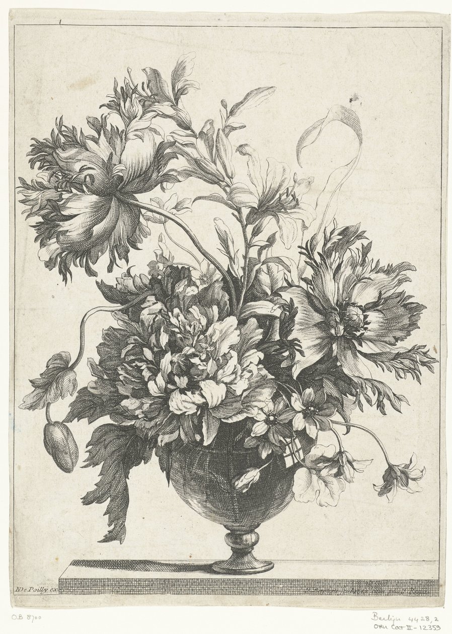 Çiçekli cam vazo Çiçekli vazolar (seri başlığı) by Jean Baptiste Monnoyer