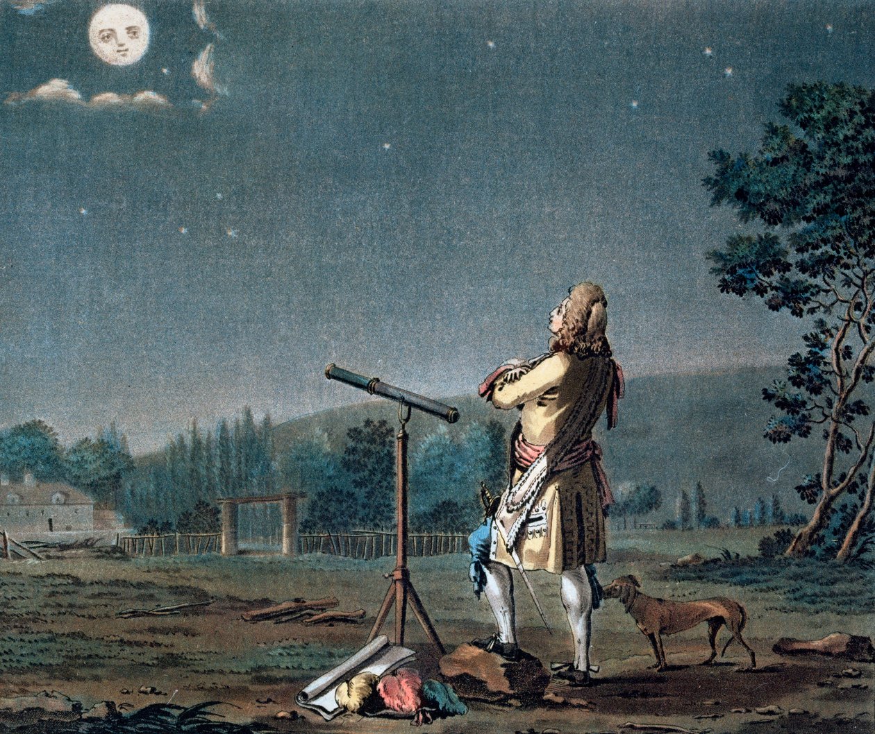 Bernard le Bovier de Fontenelle, dünyaların çoğulluğunu düşünürken, 1791. by Jean Baptiste Morret