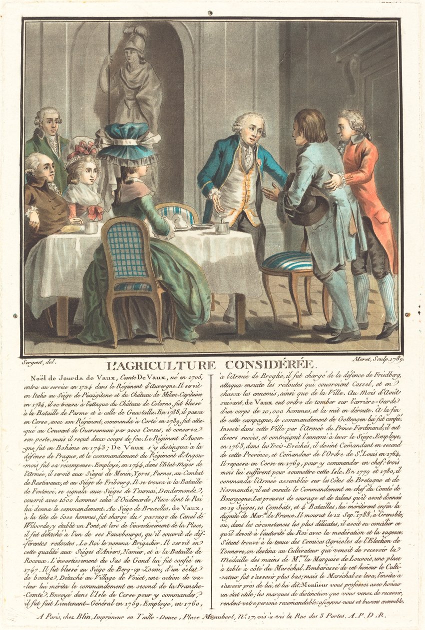 Tarım düşünüldü, Comte de Veaux by Jean Baptiste Morret after Antoine François Sergent