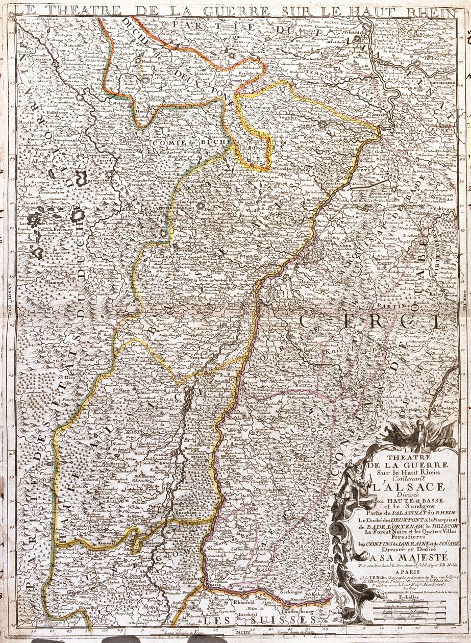 Alsace (Fransa) Haritası (Gravür by Jean Baptiste Nolin