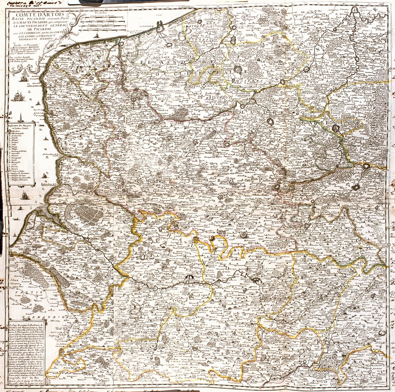 Artois (Fransa) ve Flanders (Belçika, Hollanda) haritası (Gravür by Jean Baptiste Nolin