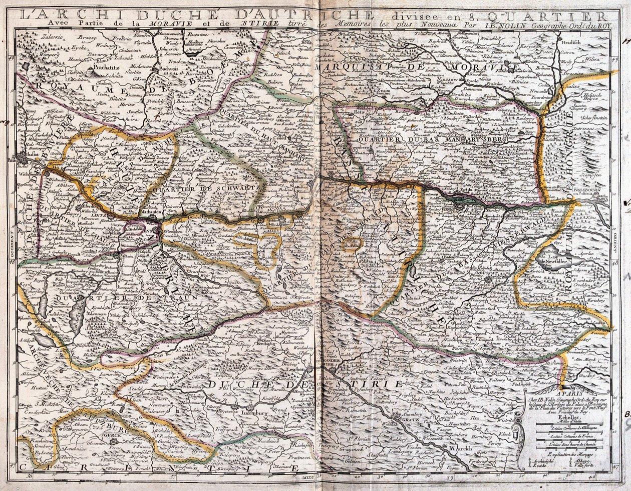 Avusturya Haritası (Gravür by Jean Baptiste Nolin
