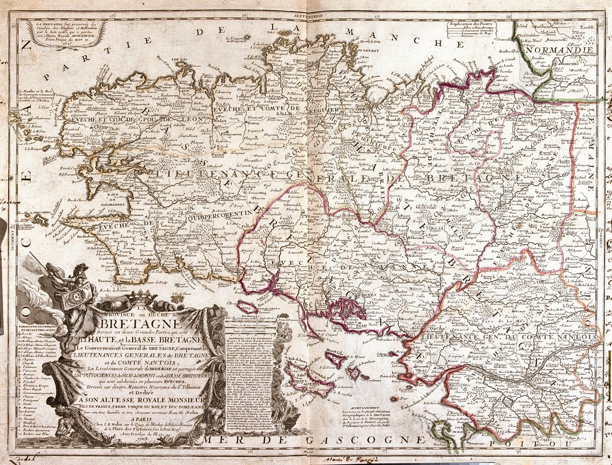 (Fransa) Brittany Haritası by Jean Baptiste Nolin