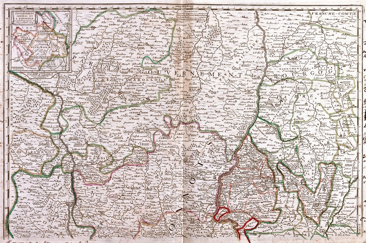 Burgonya Haritası (Fransa) (Gravür by Jean Baptiste Nolin