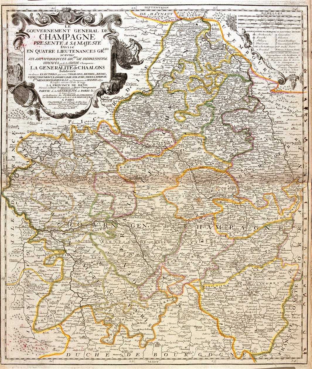 Şampanya Haritası (Fransa) (Gravür by Jean Baptiste Nolin