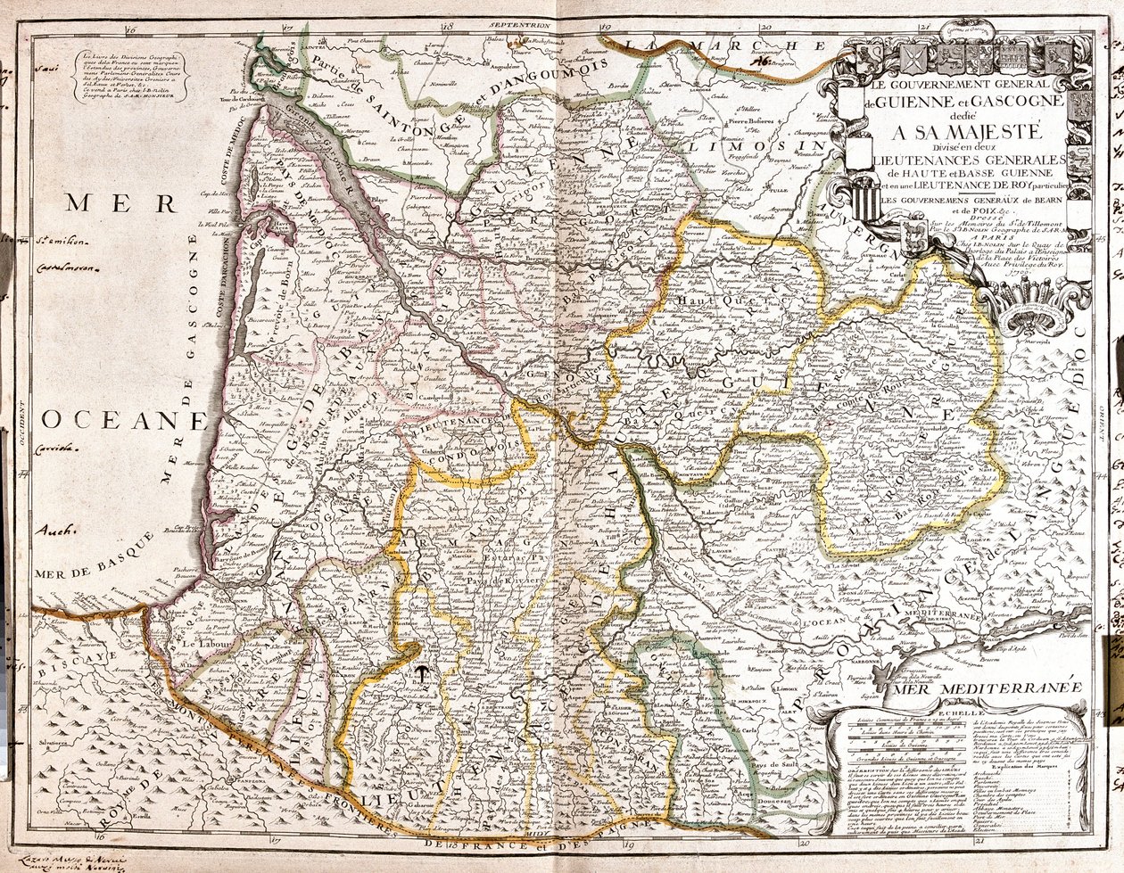 Guyenne ve Gascogne Haritası (Fransa