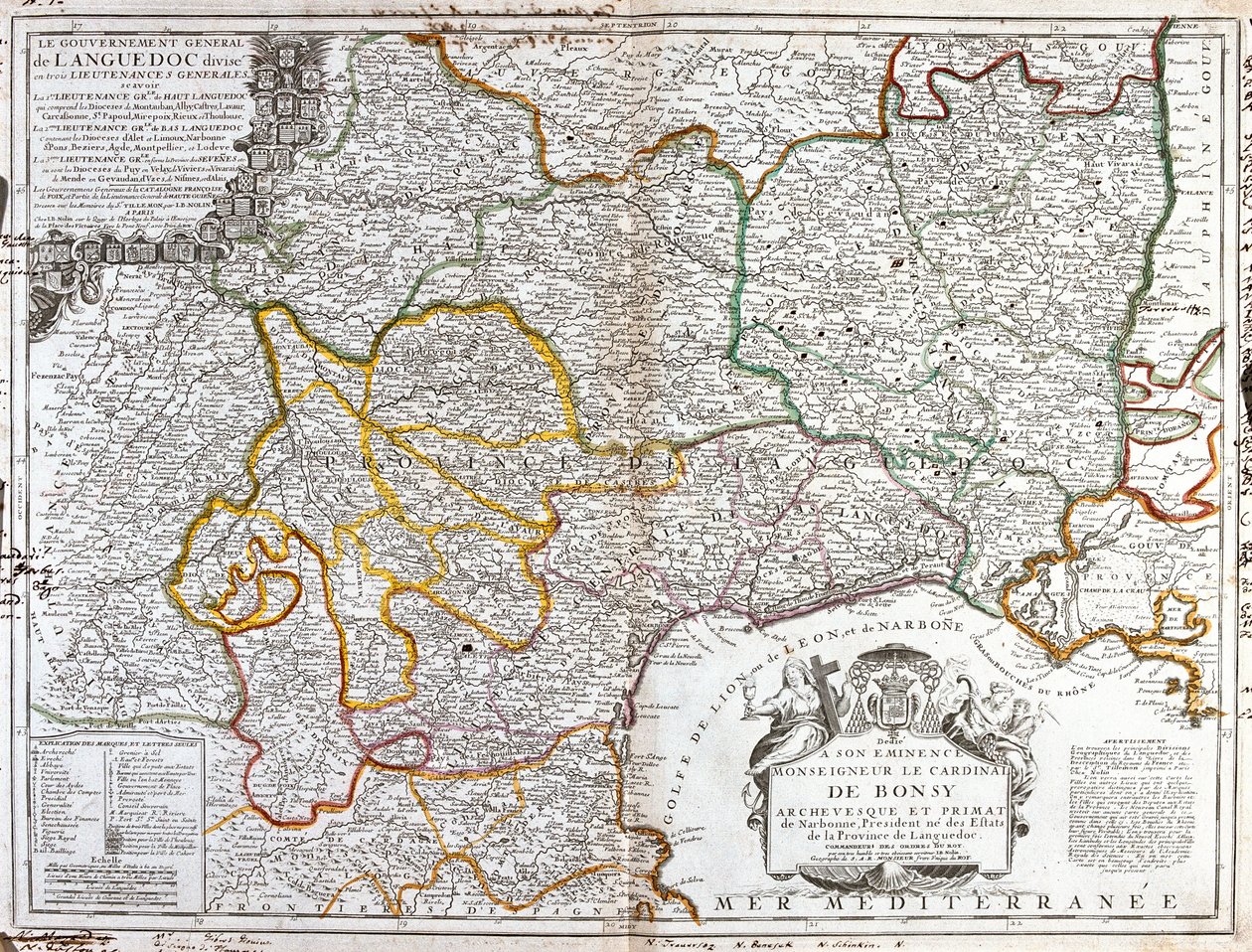 Languedoc Haritası (Güney Fransa) (Gravür by Jean Baptiste Nolin