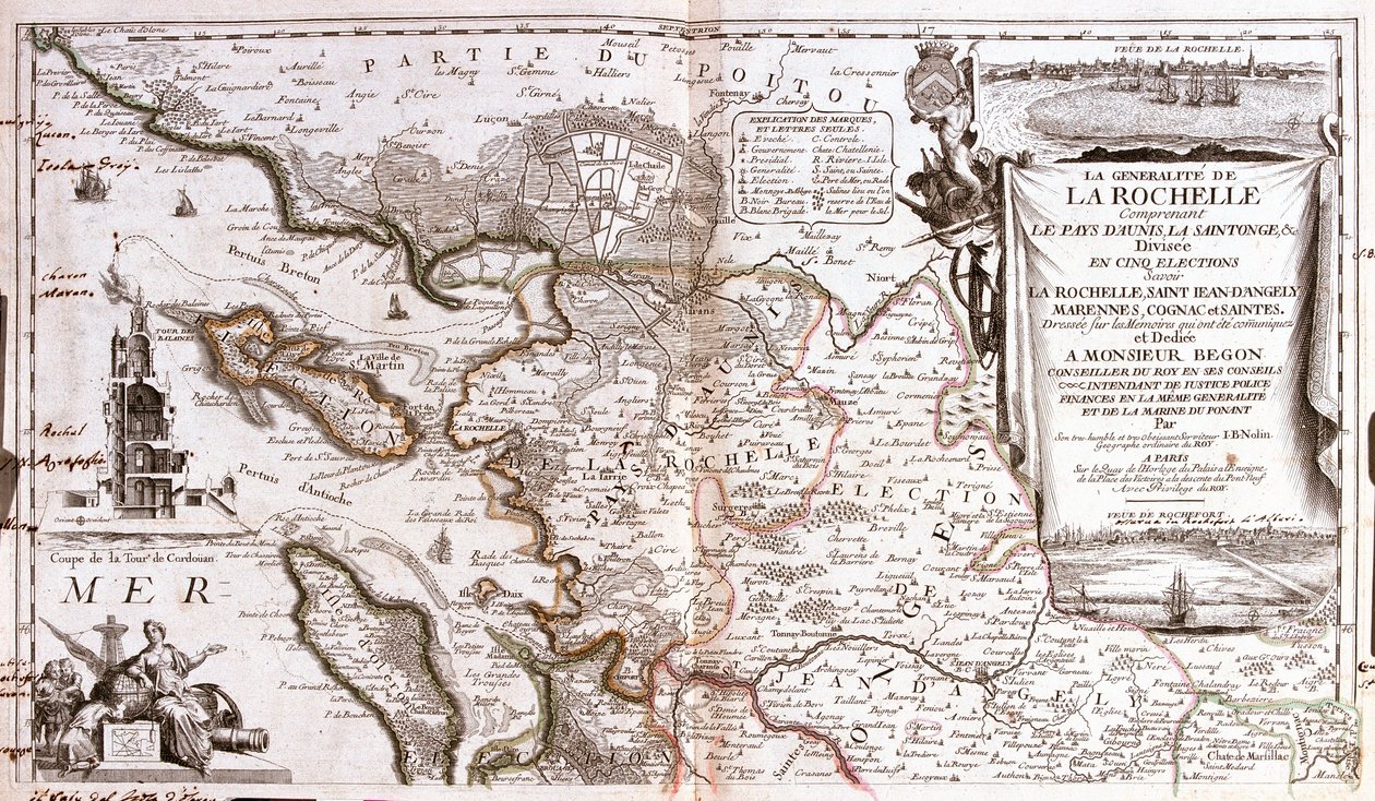 Poitou Charentes (Fransa) haritası (Gravür by Jean Baptiste Nolin