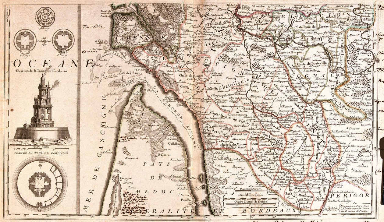Aquitaine Haritası (Fransa) (Gravür by Jean Baptiste Nolin