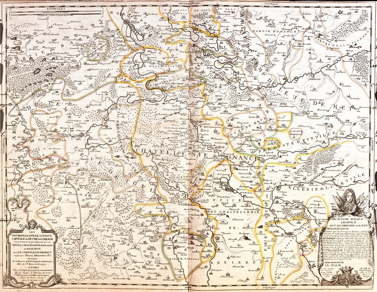 Nancy Bölgesi Haritası (Fransa) (Gravür by Jean Baptiste Nolin