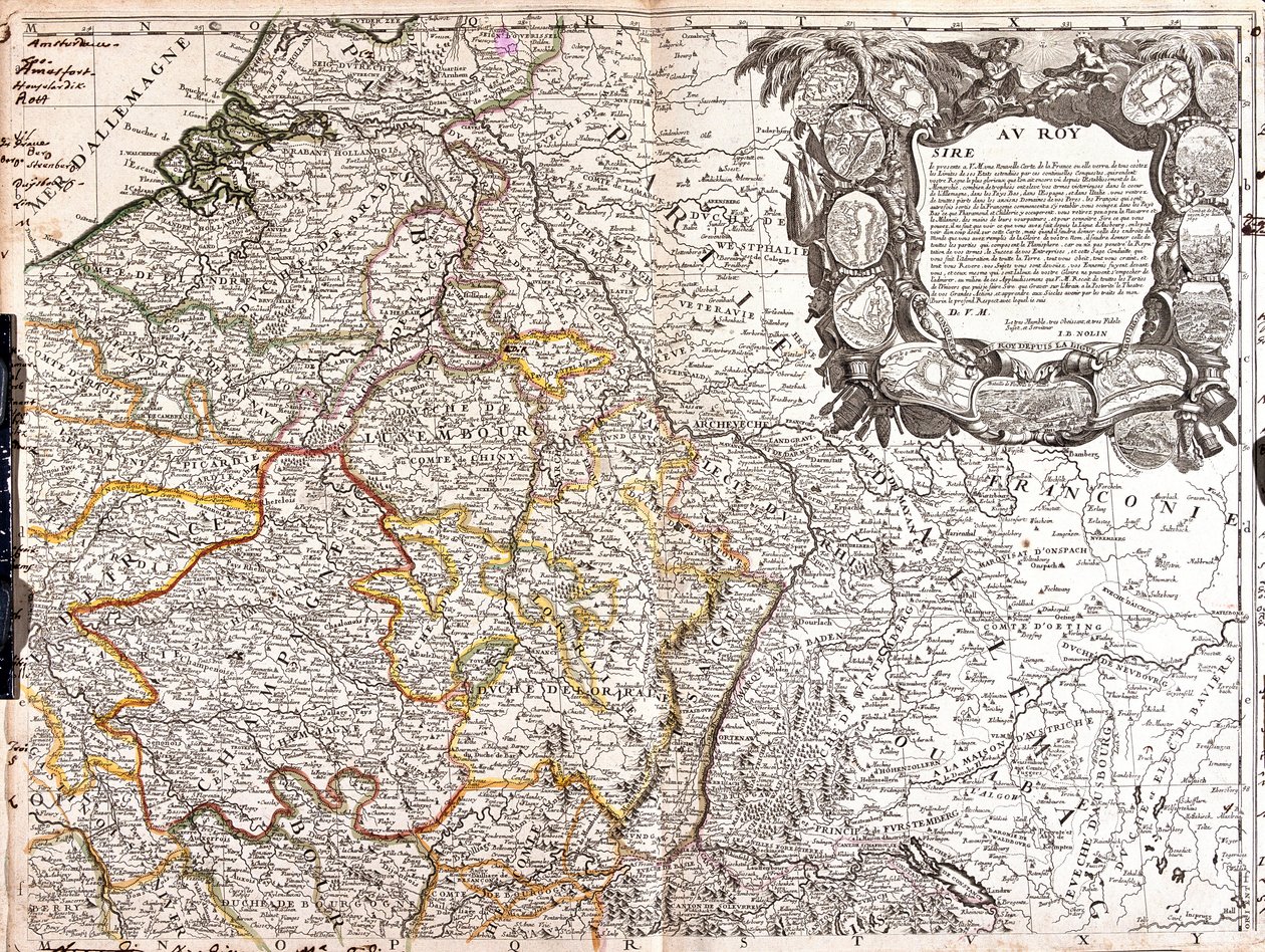 Lüksemburg Dükü, Şampanya ve Lorraine Dükalığı Haritası (Gravür by Jean Baptiste Nolin