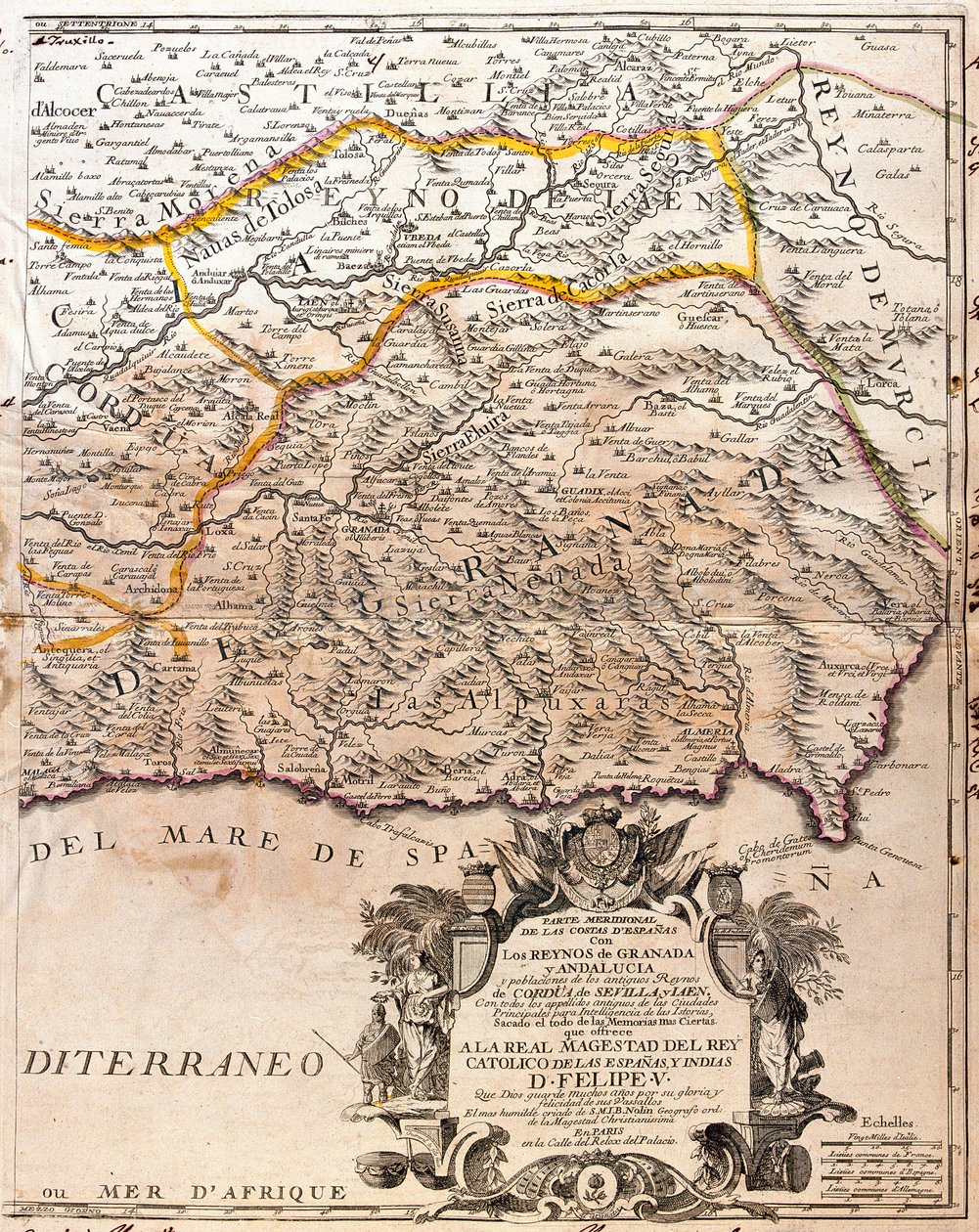 Granada Eyaleti (İspanya) Haritası (Gravür by Jean Baptiste Nolin