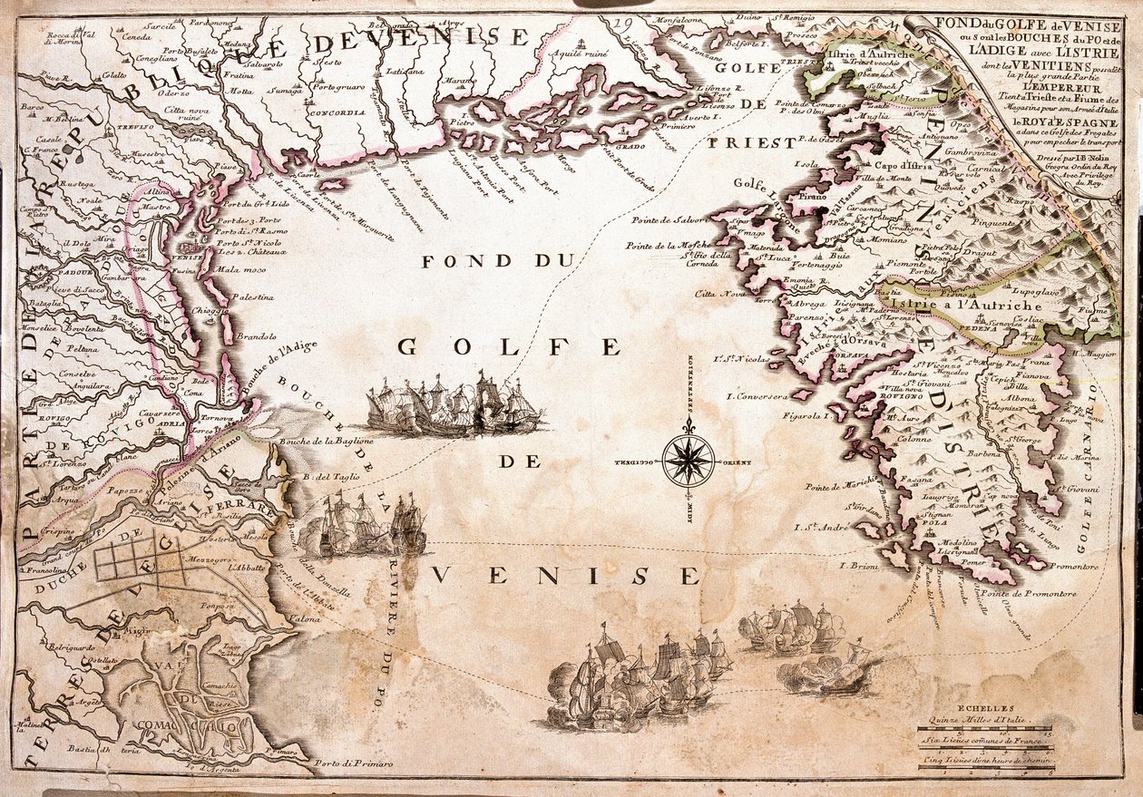 Venedik Körfezi Haritası, Adriyatik Denizi (Gravür by Jean Baptiste Nolin