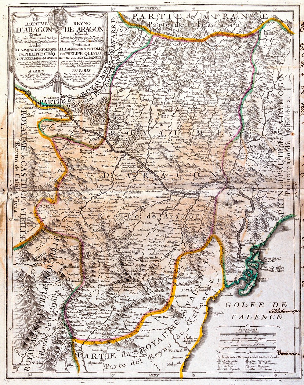 Aragon Krallığı (İspanya) Haritası (Gravür by Jean Baptiste Nolin