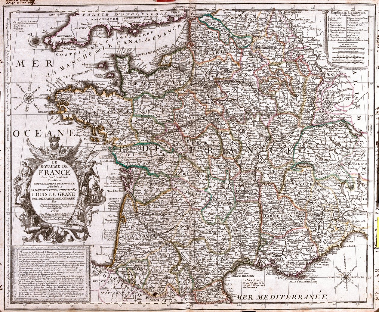 Fransa Krallığı Haritası (Gravür by Jean Baptiste Nolin
