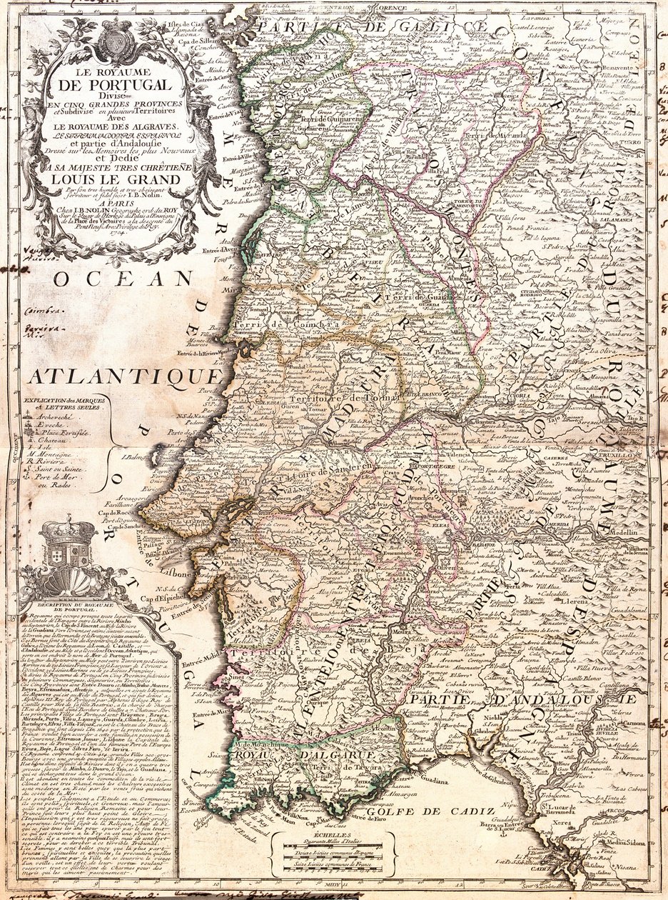 Portekiz Krallığı Haritası (Gravür by Jean Baptiste Nolin