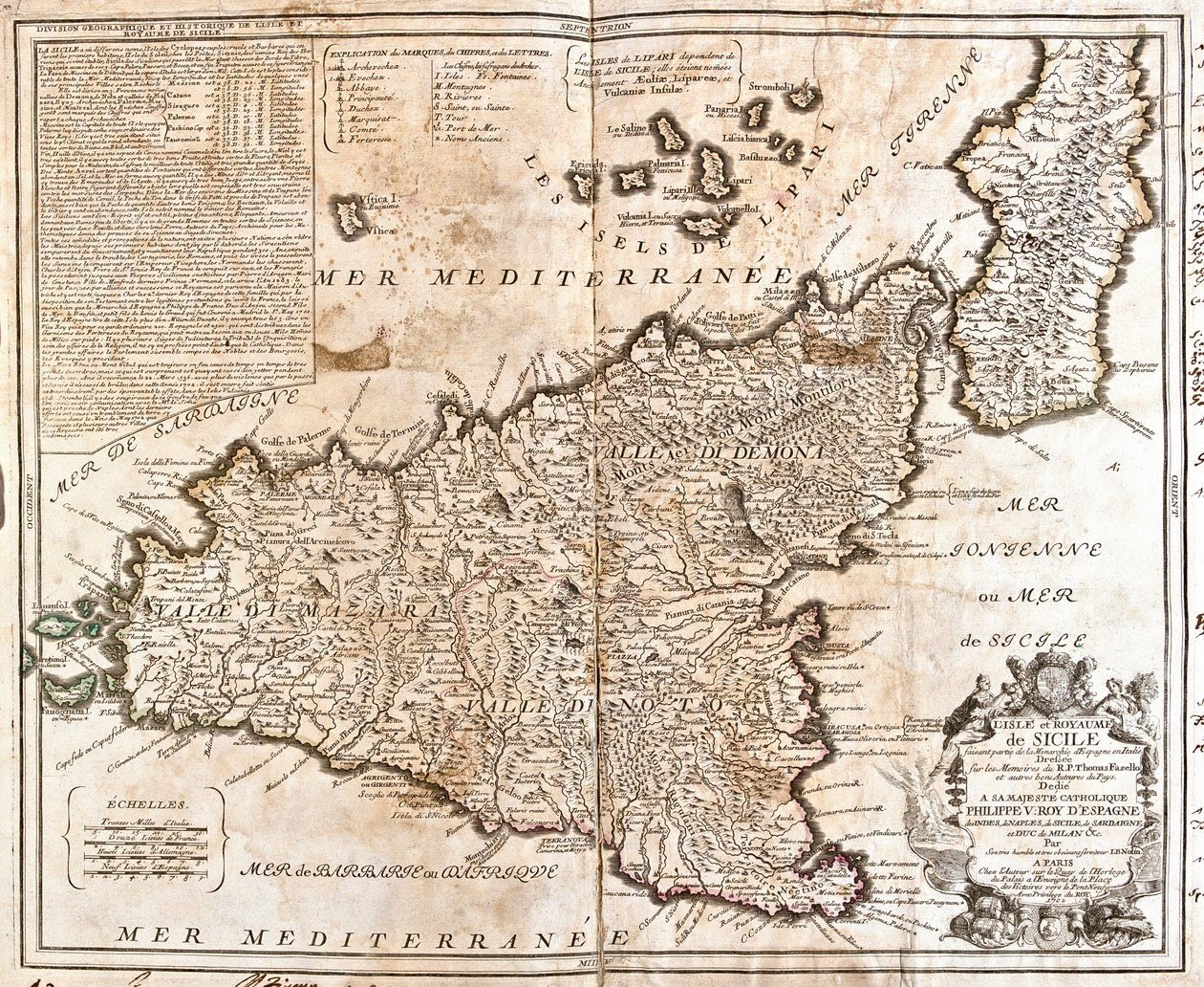 Sicilya Krallığı (İtalya) Haritası (Gravür by Jean Baptiste Nolin