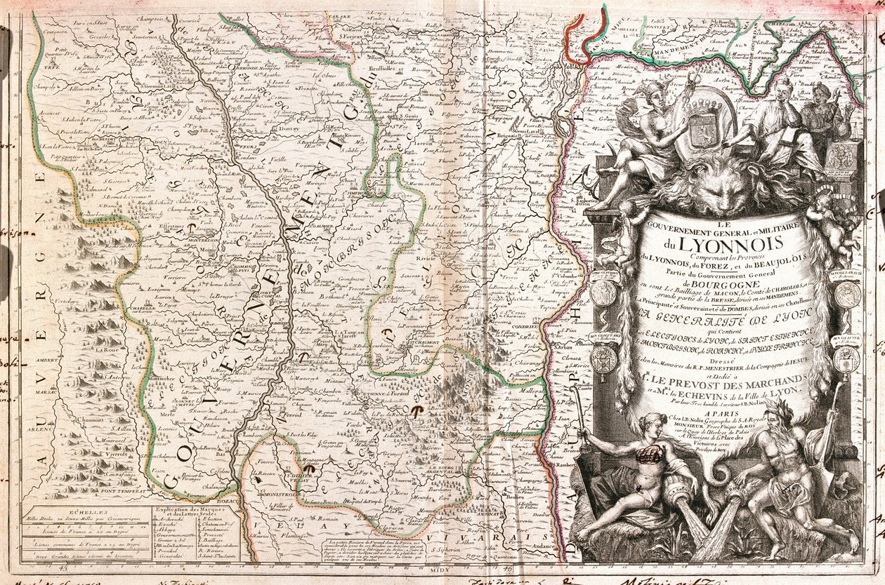Lyonnais Haritası (Fransa) (Gravür by Jean Baptiste Nolin