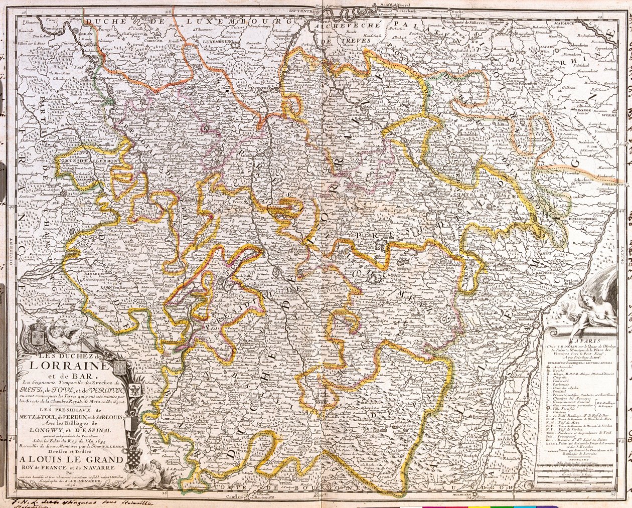 Lorraine (Fransa) eyaletinin haritası (Gravür by Jean Baptiste Nolin
