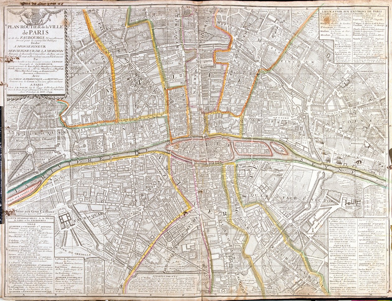 Paris ve banliyölerinin yol haritası by Jean Baptiste Nolin