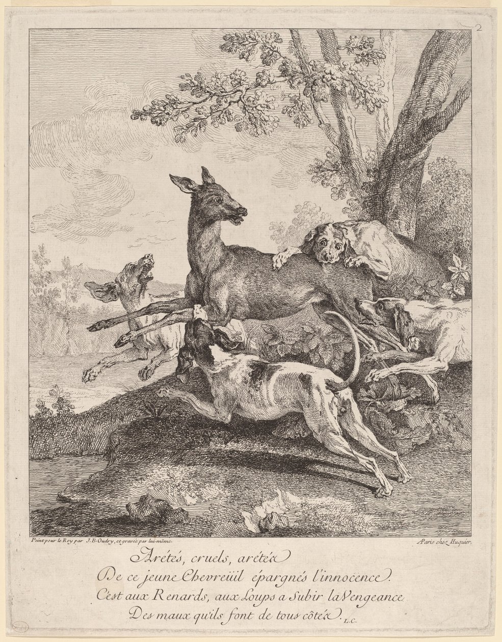 Köpeklerin Saldırdığı Bir Geyik by Jean Baptiste Oudry