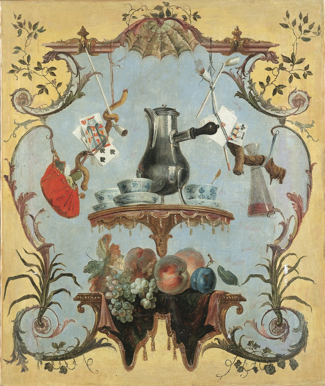 Gümüş cezveli bir natürmort (tuval üzerine yağlıboya) by Jean Baptiste Oudry